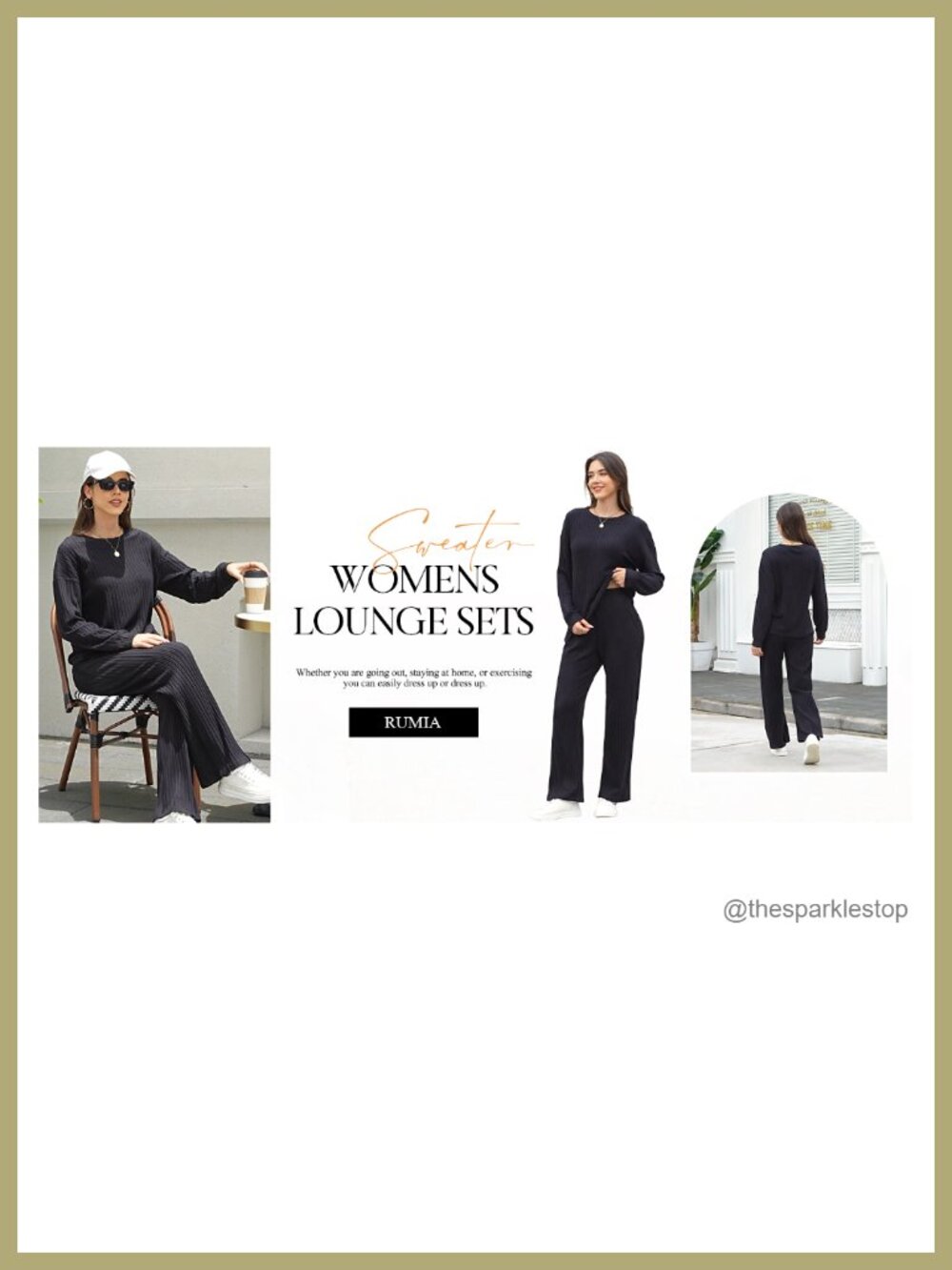 Ribbed Knit 2 Piece Lounge Set Wide Leg Pants Sweater Set - Picture 6 of 6